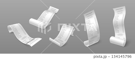 Long paper receipts set isolated on background 134145796