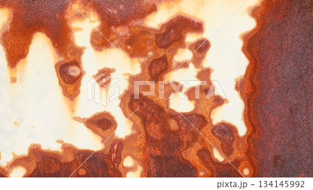 Abstract Texture of Heavily Rusted Metal Surface with White/Yellow Paint Remnants Abstract Texture of Heavily Rusted Metal Surface with White/Yellow Paint Remnants 134145992