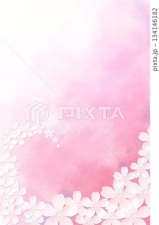 水彩で描いた背景と桜のイラスト 134146182