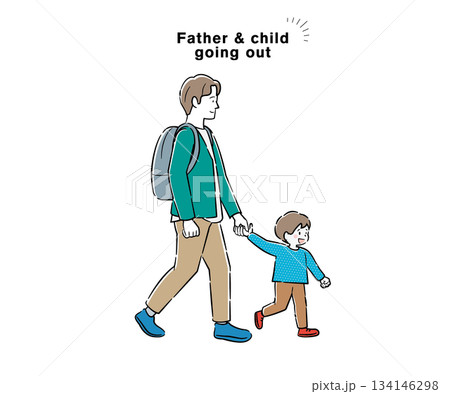 父子で外出しているイラスト 1 父子で外出しているイラスト 1 134146298