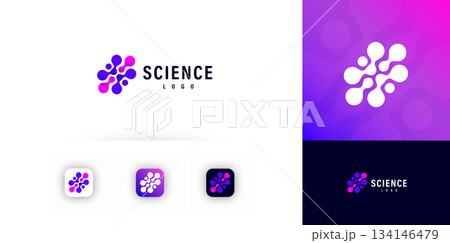 Science Research Logo icon Abstract Liquid Cross Symbol Logotype for Medical Science Technology, Laboratory, Healthcare Innovation Tech, Biotech Healthcare Creative Plus Sign. Vector Illustration 134146479