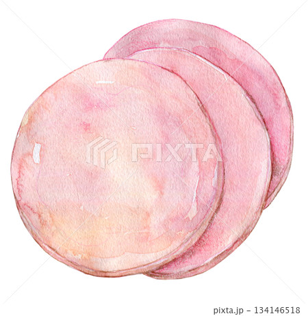 水彩イラスト　手書きイラスト　加工食品　ハムやベーコン 134146518
