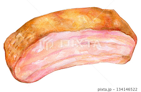 水彩イラスト　手書きイラスト　加工食品　ハムやベーコン 134146522