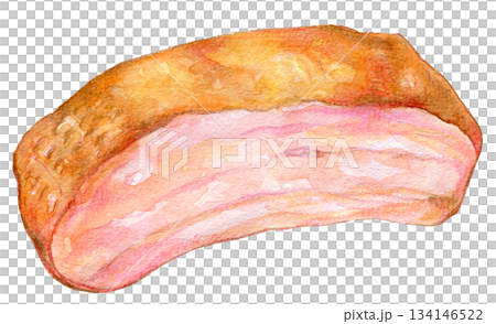 水彩イラスト　手書きイラスト　加工食品　ハムやベーコン 134146522
