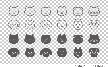 各種類型的狗和貓圖示集 134146617