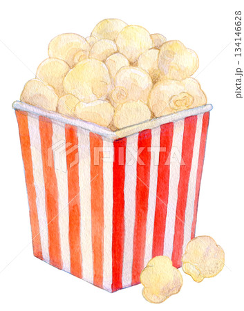 水彩イラスト　手書きイラスト　ポップコーン 134146628