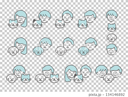 主人和寵物簡單的圖示集 134146892