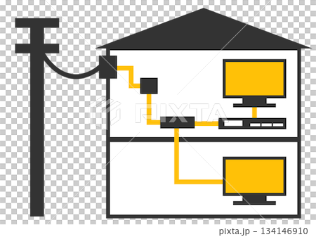 Simple cable TV image of a cable in the home Simple cable TV image of a cable in the home 134146910