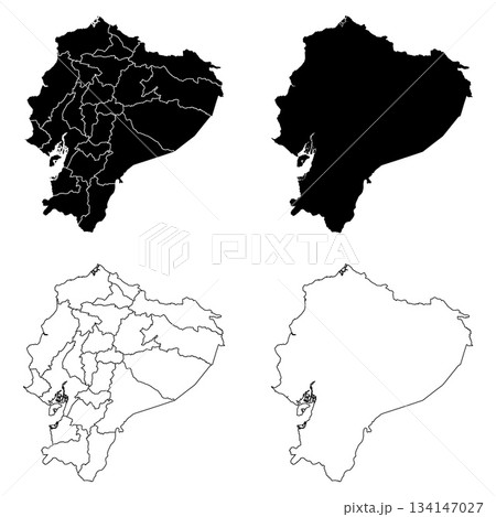 Ecuador Outline and Solid Fill Map Set. 134147027