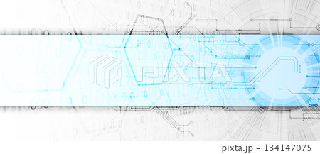 Technological concept with the use of technical elements. Numbers and technological circles. 134147075