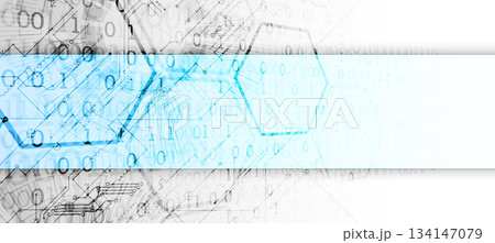 Technological concept with the use of technical elements. Numbers and technological circles. 134147079