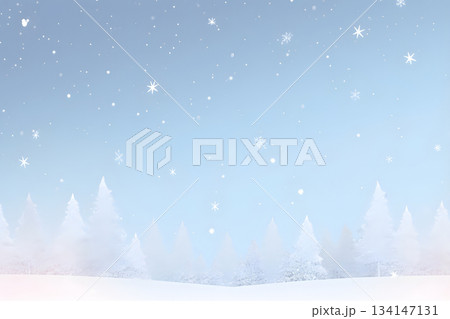 雪が降る静かな冬の森のイラスト 134147131