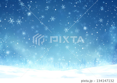 雪が降る静かな冬の森のイラスト 134147132