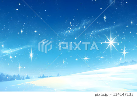 雪が降る静かな冬の森のイラスト 134147133