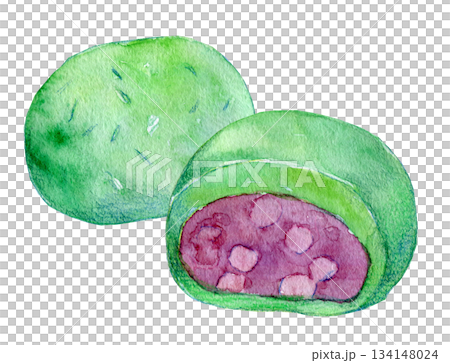 Watercolor illustration, hand-drawn illustration, mugwort rice cake 134148024