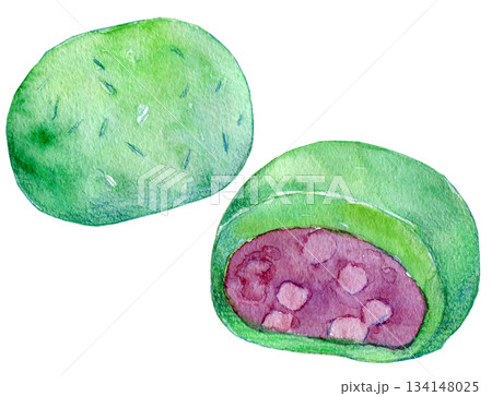 水彩イラスト　手書きイラスト　よもぎ餅 134148025