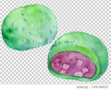 Watercolor illustration, hand-drawn illustration, mugwort rice cake 134148025