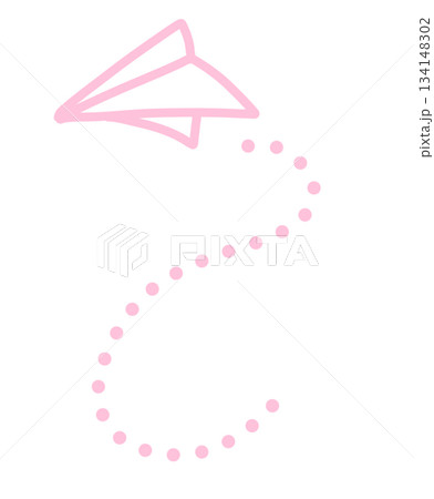 シンプルな紙飛行機のピンクアイコン 134148302