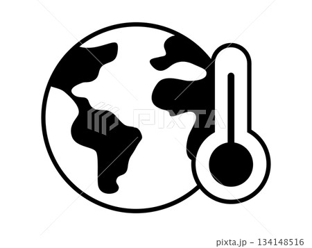 地球温暖化のアイコン モノトーン 地球温暖化のアイコン モノトーン 134148516