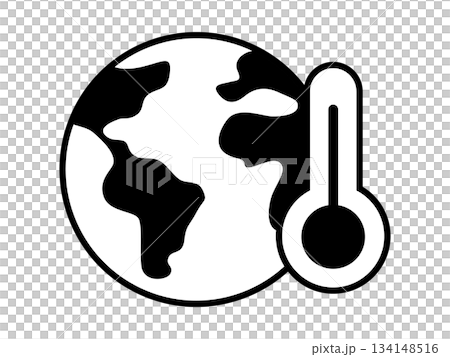 地球温暖化のアイコン モノトーン 地球温暖化のアイコン モノトーン 134148516