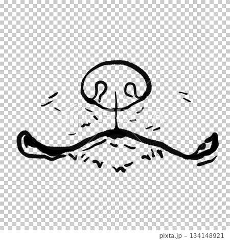 にっこり笑うイヌの口（線画） 134148921