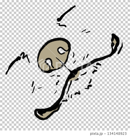 にっこり笑うイヌのアップ（色つき線画） 134148923