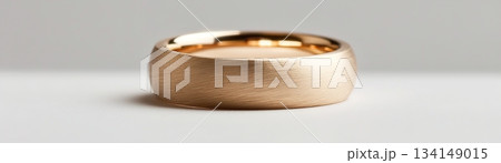This brushed gold band features a simple and elegant design with a smooth finish. It serves as a stylish accessory suitable for various occasions and personal styles 134149015