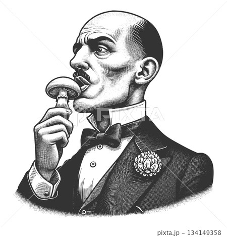 Man About to Eat Mushroom vector illustration 134149358