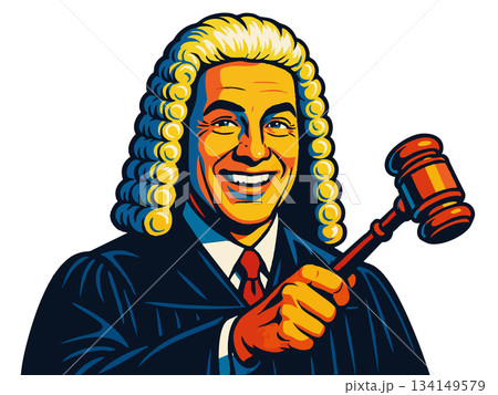Smiling Judge Holding Gavel vector illustration Smiling Judge Holding Gavel vector illustration 134149579