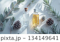冬の植物と松ぼっくり・精油ボトル／アロマ・ウィンター・ナチュラルイメージ 134149641