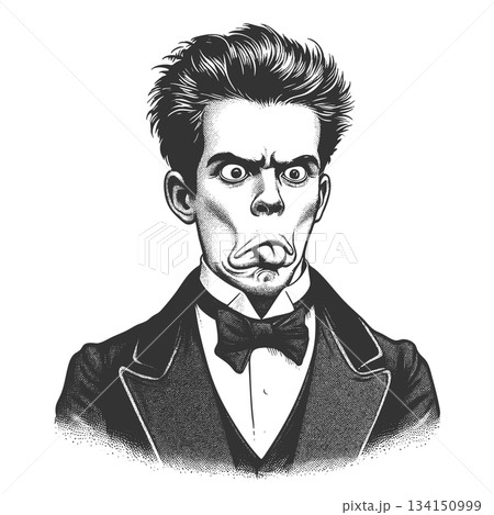 Goofy Man Making Funny Face vector illustration 134150999