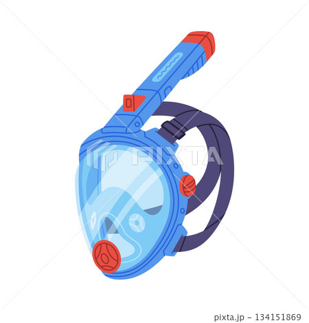 Blue Swimming Mask and Goggles for Diving Underwater with Breathing Tube Vector Illustration Blue Swimming Mask and Goggles for Diving Underwater with Breathing Tube Vector Illustration 134151869