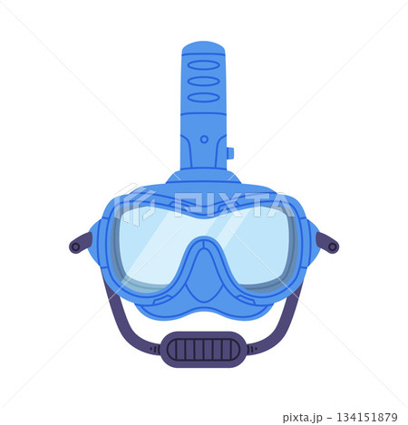Blue Swimming Mask and Goggles for Diving Underwater with Breathing Tube Vector Illustration Blue Swimming Mask and Goggles for Diving Underwater with Breathing Tube Vector Illustration 134151879