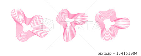 set of line wave fluid shapes. collection of circle geometric abstract liquid black forms ,modern futuristic brutalism design for card, invitation, wallpaper, poster	 134151984