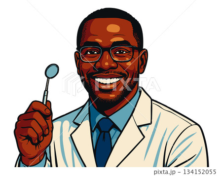 Smiling Male Dentist Holding Dental Mirror vector Smiling Male Dentist Holding Dental Mirror vector 134152055