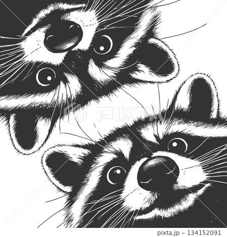 curious raccoons looking down vector curious raccoons looking down vector 134152091