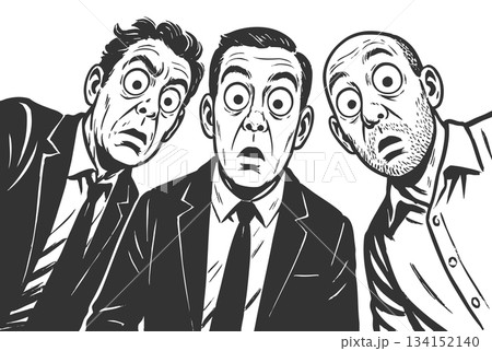 Shocked Businessmen Looking Down engraving vector 134152140
