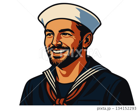 Smiling Male Sailor in Uniform Pop Art vector 134152293