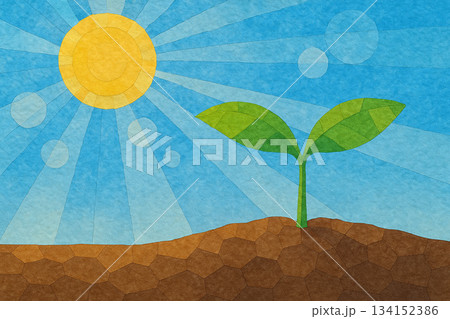 命の息吹 生命 発芽 誕生イメージ 貼り絵風 命の息吹 生命 発芽 誕生イメージ 貼り絵風 134152386
