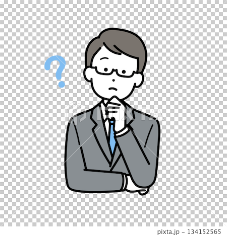 疑問を持つスーツ姿の男性のイラスト 134152565