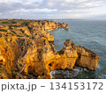 Ponta da Piedade Rock Formations and Atlantic Ocean on Sunny Morning. Algarve, Portugal 134153172