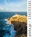 Cape Sao Vicente Lighthouse and Atlantic Ocean on Sunny Morning. Aerial Shot. Algarve, Portugal 134153181