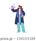 Woman Student Character in Graduation Gown and Hat Enjoy with Diploma Ceremony Vector Illustration 134153189