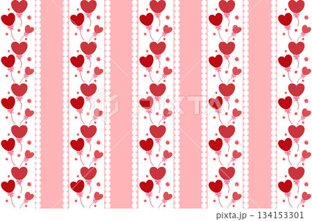 Sweet Pink Heart Balloon and Lace Vertical Pattern, valentine background 134153301