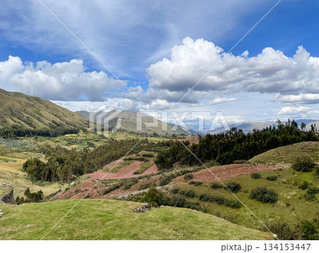 A beautiful mountain landscape with a clear blue sky. Cusco, Peru A beautiful mountain landscape with a clear blue sky. Cusco, Peru 134153447