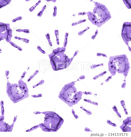 Handprints on White Background 134153573