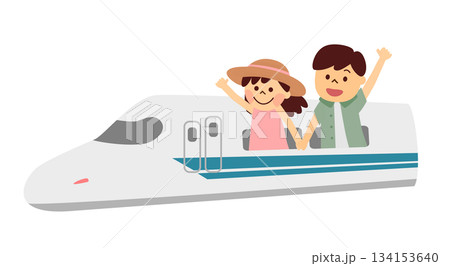 新幹線に乗る男女 134153640