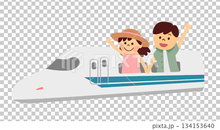 男性和女性騎新幹線 134153640