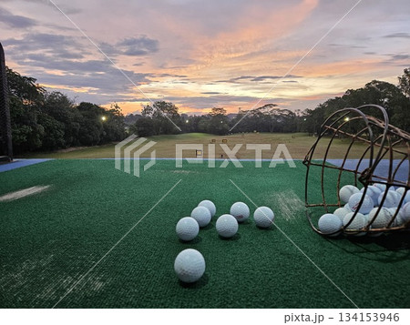 This is golf range at sunrise time This is golf range at sunrise time 134153946