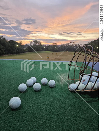 This is golf range at sunrise time This is golf range at sunrise time 134153948